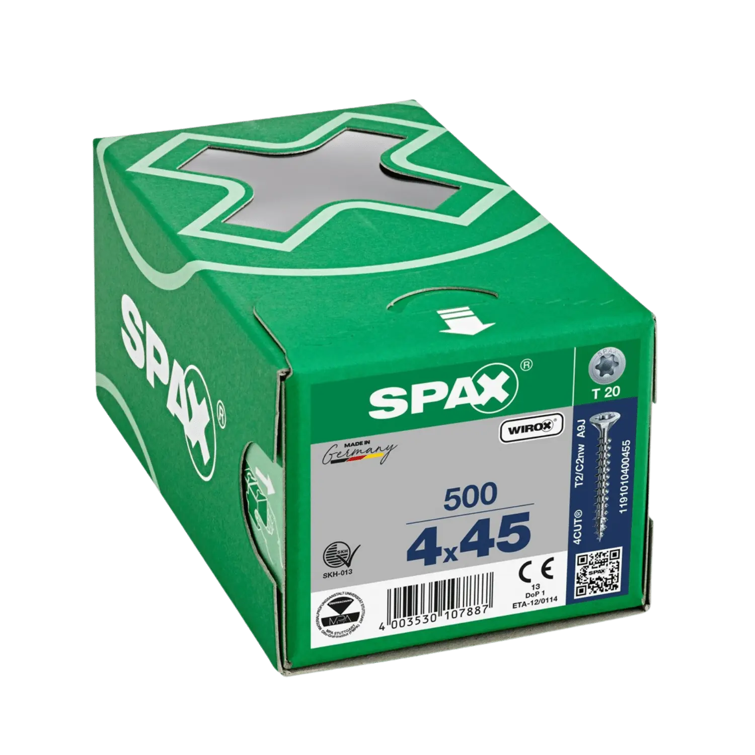 Acheter Spax Vis à bois à filetage complet tête fraisée 4,0x45 TX20 Wirox 500 pièces  