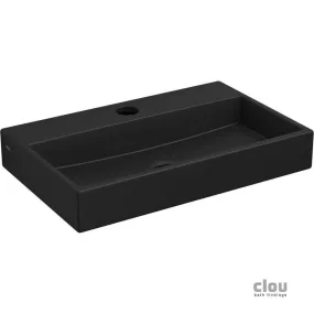 clou Mini Wash Me lave-mains avec trou pour robinet, sans bonde, céramique noir mat. À suspendre ou à poser. Il faut com: CL/03.