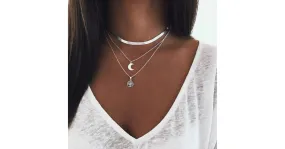 Collier ras du cou triple couche en argent Sterling 925
