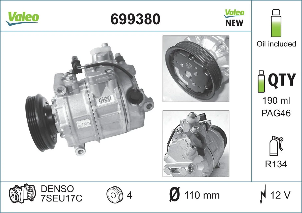 Compresseur, climatisation VALEO 699380 