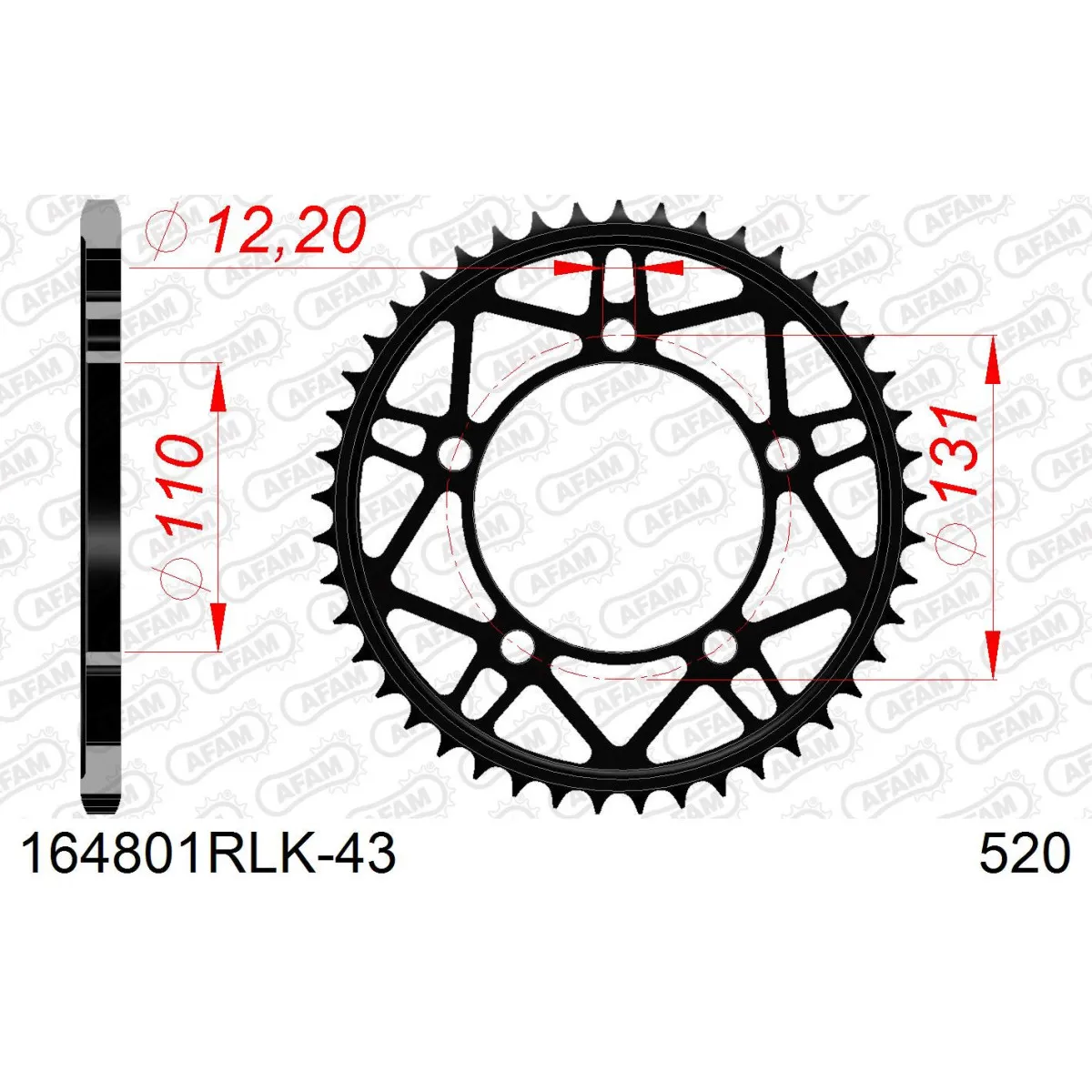 Couronne acier AFAM - Pas 520 - réf 164801RLK