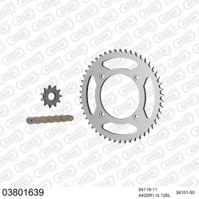 Kit chaine 420 AFAM - Couronne acier - Type de chaine au choix - BETA 50 RR SM 2005-2011