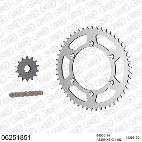 Kit chaine 520 AFAM - Couronne acier - Type de chaine au choix - HUSQVARNA TC 450 2002-2010
