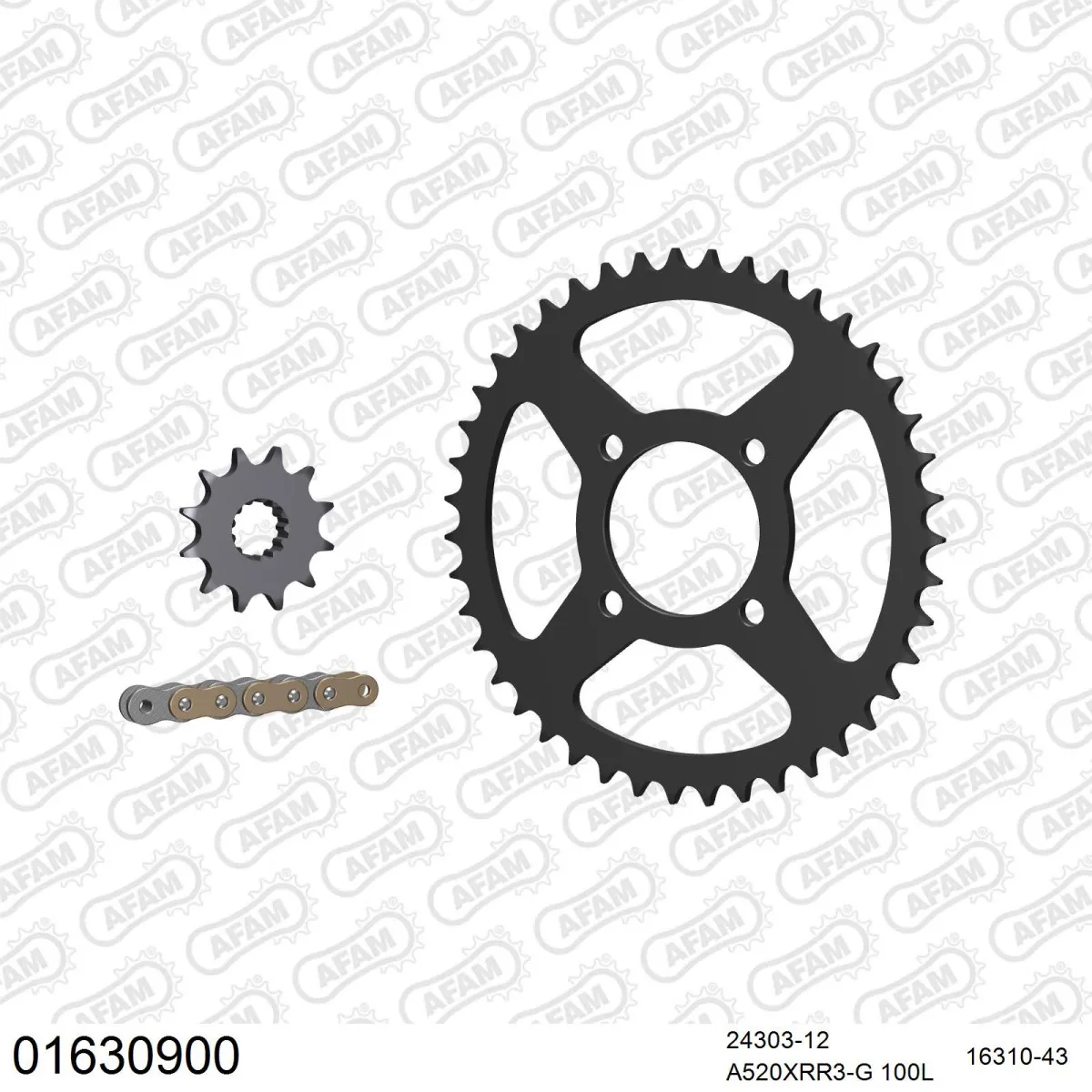 Kit chaine 520 AFAM - Couronne acier - Type de chaine au choix - KAWASAKI KEF / KFX 300 1995-2003