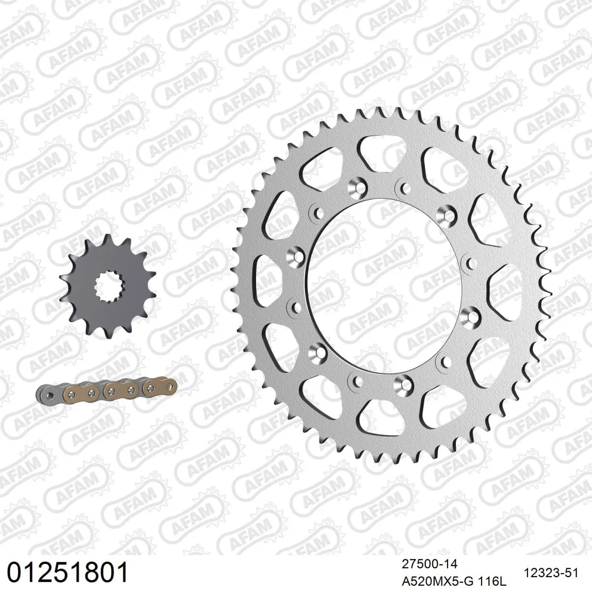 Kit chaine 520 AFAM - Couronne acier - Type de chaine au choix - YAMAHA YZ 450 F 2005