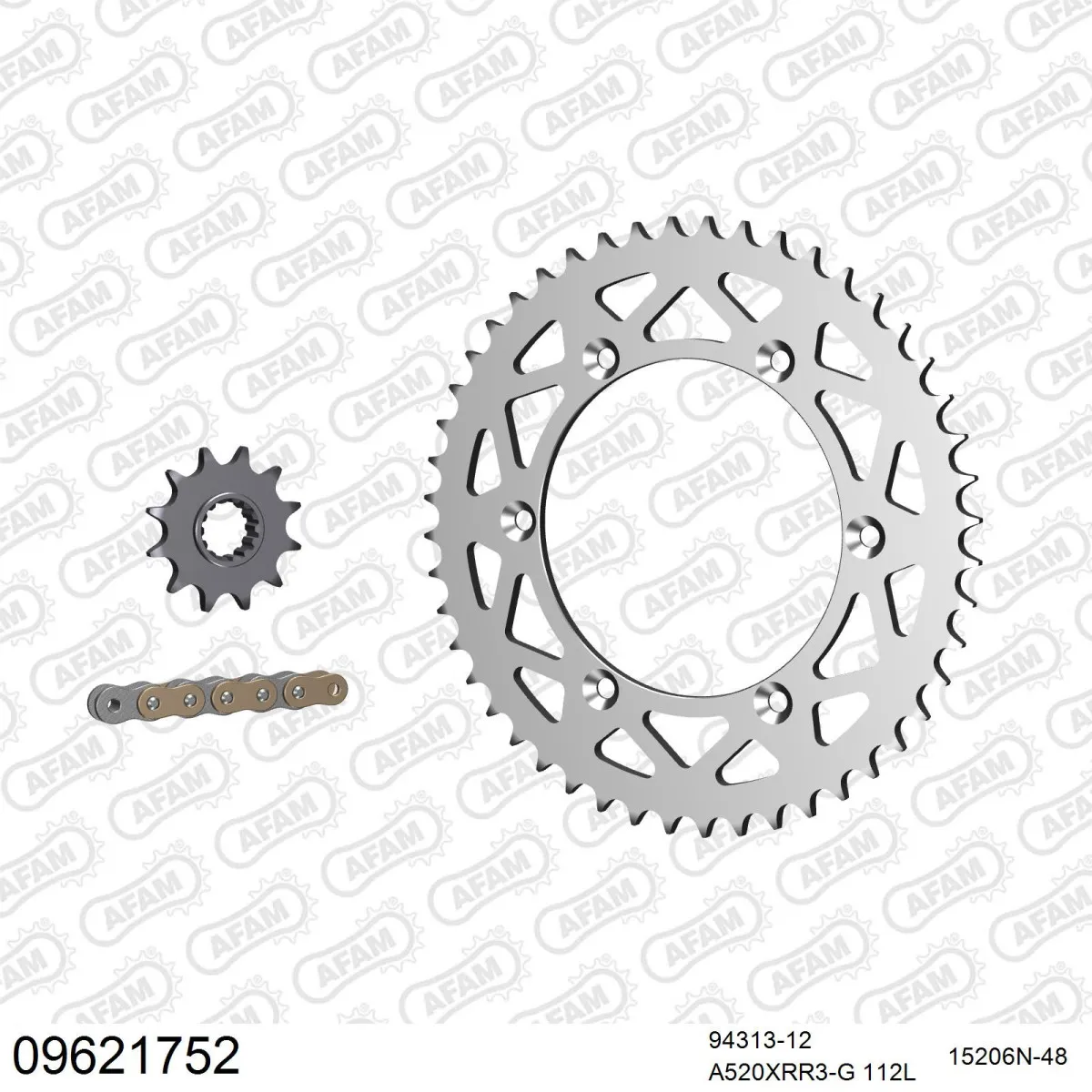 Kit chaine 520 AFAM - Couronne alu anti-boue - Type de chaine au choix - GAS GAS EC 200 ENDURO 2003-2017