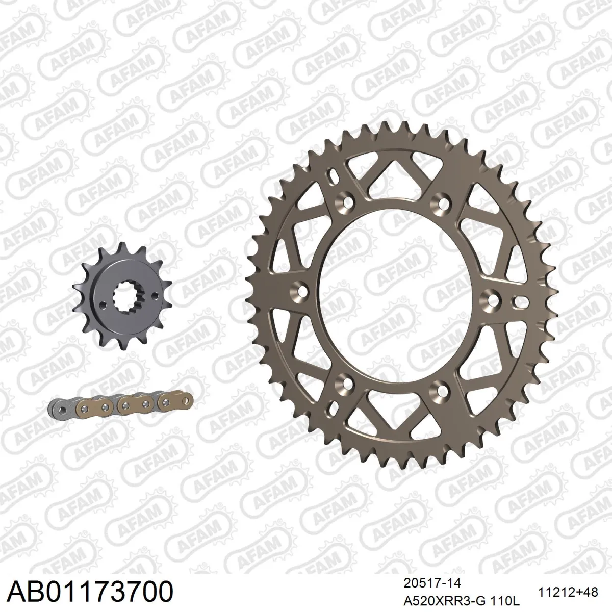 Kit chaine 520 AFAM - Couronne alu anti-boue - Type de chaine au choix - HONDA XR 650 R 2000-2007