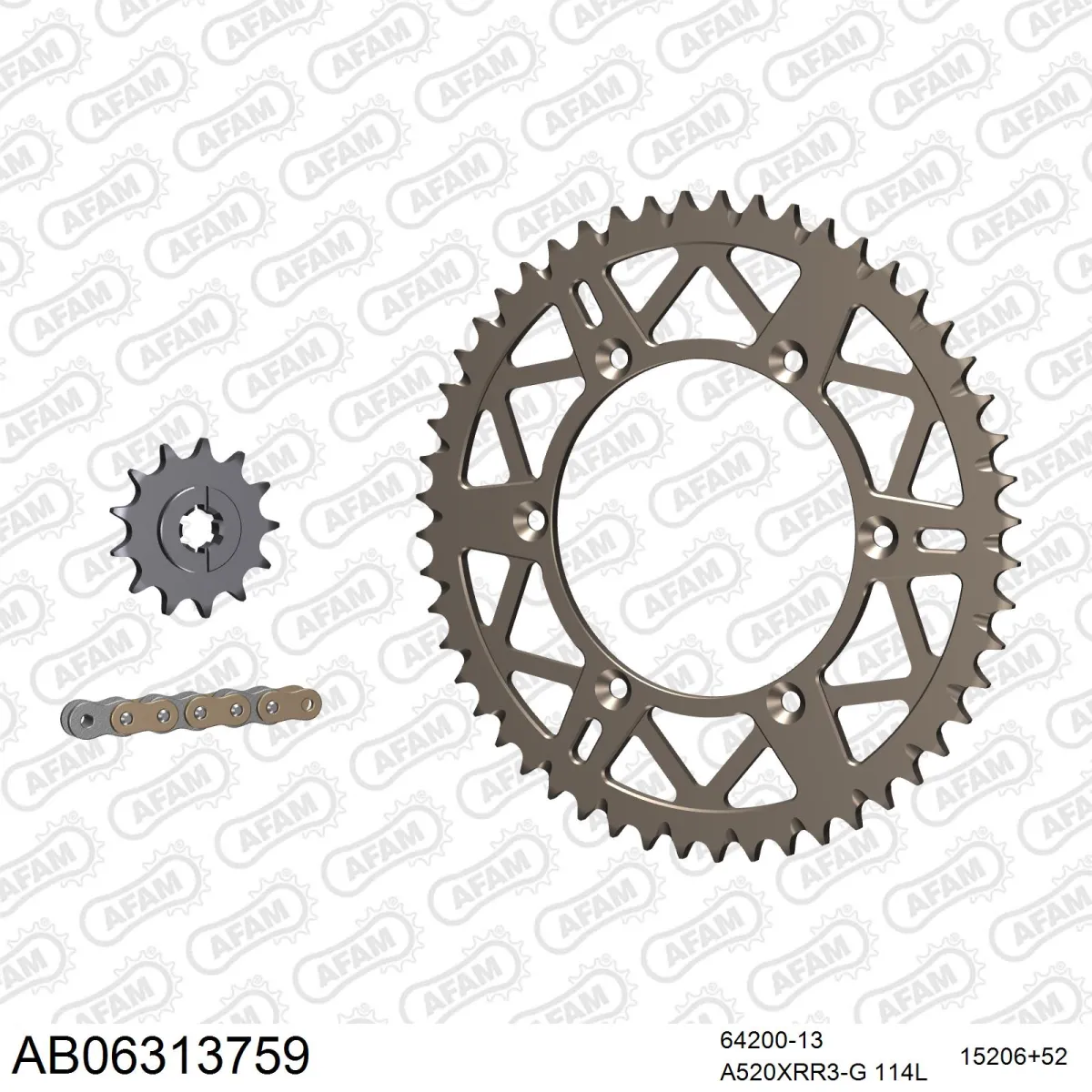 Kit chaine 520 AFAM - Couronne alu anti-boue - Type de chaine au choix - HUSQVARNA WR 125 1995-1997