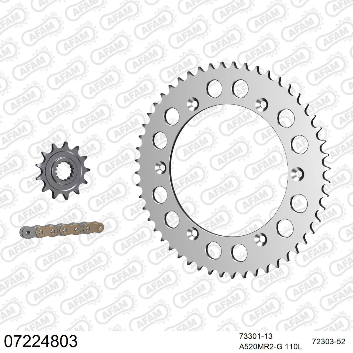 Kit chaine 520 AFAM - Couronne alu anti-boue - Type de chaine au choix - KTM MX 240 1984-1984