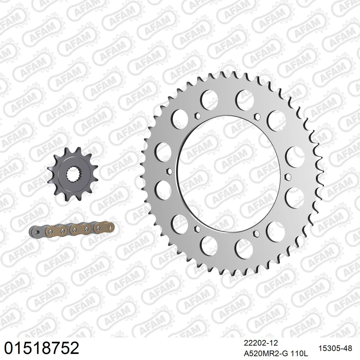 Kit chaine 520 AFAM - Couronne alu anti-boue - Type de chaine au choix - SUZUKI PE 175 1983-1984
