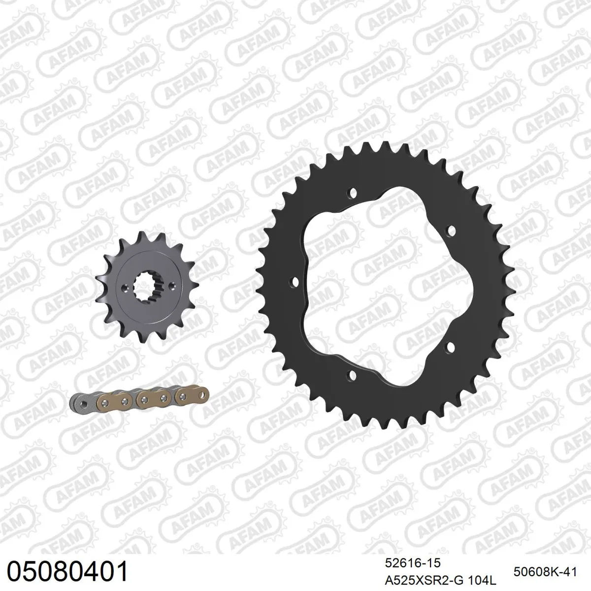 Kit chaine 525 AFAM - Couronne acier - Type de chaine au choix - DUCATI 796 HYPERMOTARD 2010-2012