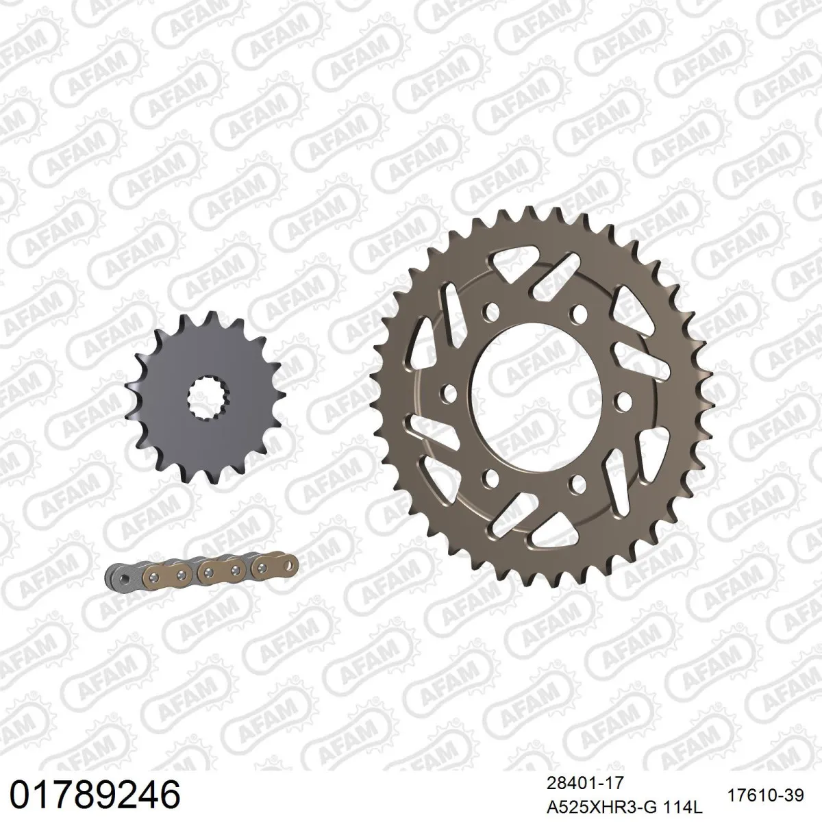 Kit chaine 525 AFAM - Couronne alu anti-boue - Type de chaine au choix - KAWASAKI ZX 10 R 2016-2020