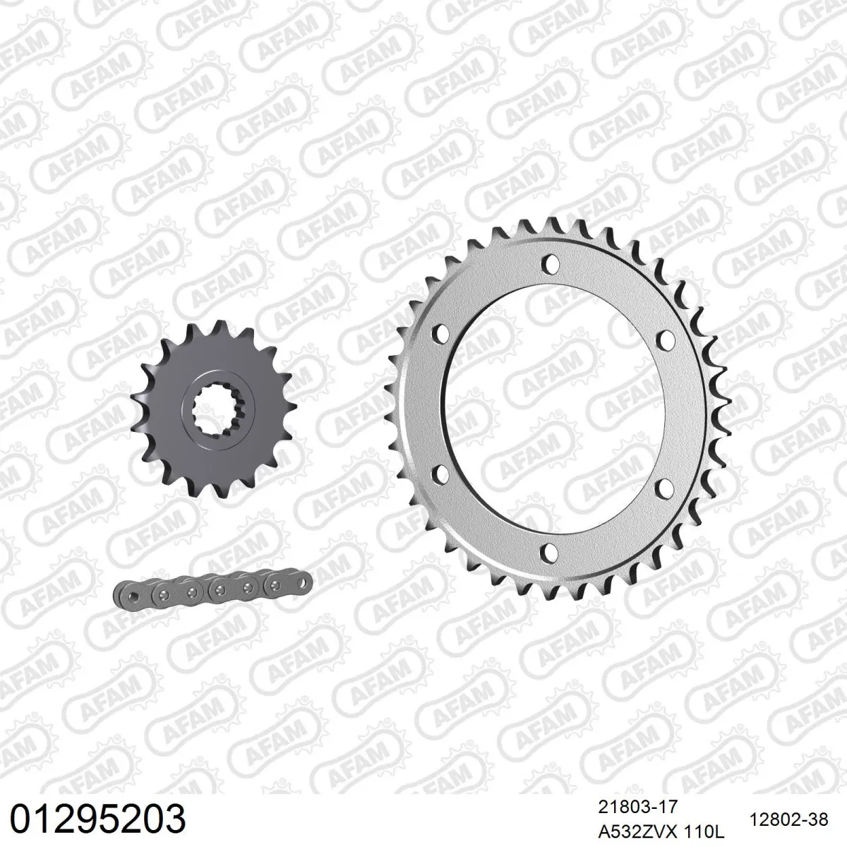 Kit chaine 532 AFAM - Couronne acier - Type de chaine au choix - YAMAHA XJR 1200 1995-1998