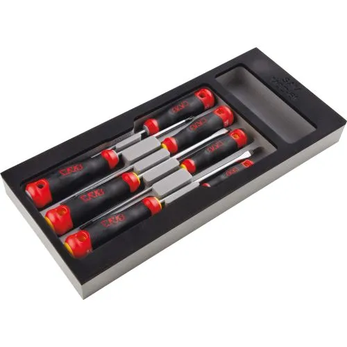 Module mousse 1/3 de 7 tournevis bi-matière Fente et Pozidrive® - SAM OUTILLAGE - T-PZJ7MM