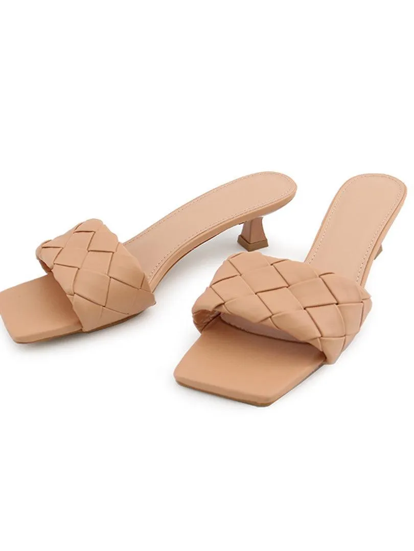 Mules à talon bride matelassée