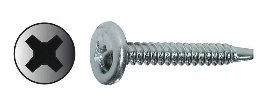 Tête ronde large Phillips acier zingué